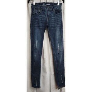 Fil Jeans Juniors  Size 9  Jeans  Blue Denim Skinny Leg Low Rise Distressed